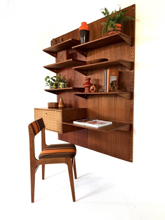 Vintage Modulair Teakhouten Wandsysteem ‘60 – Wandkast, Wood, Metal (photo 13 of 15)