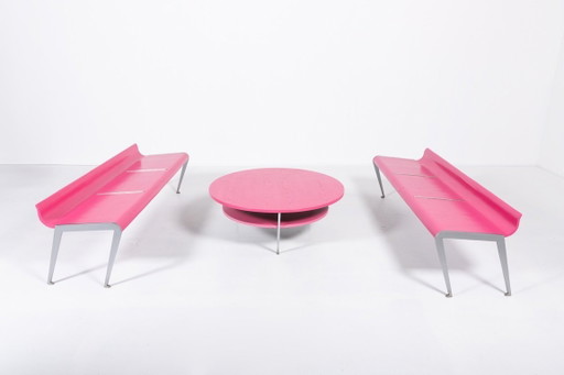 Set aus 2 skulpturalen „Ballett“-Bänken und einem Couchtisch von Marco Evaristti