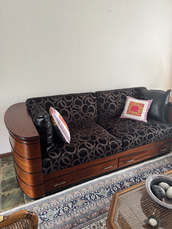 Image 1 of Art Deco bench Jan Frantzen, 223x90, mahogany with drawers