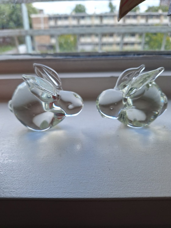 Image 1 of Vintage paper weight konijnen van glas