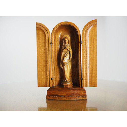 Vintage hand carved sacred wood altar