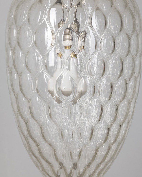 Image 1 of  Pagina 1 van 10 jaren 1960 vintage hanglamp in gedecoreerd glas Italiaans ontwerp