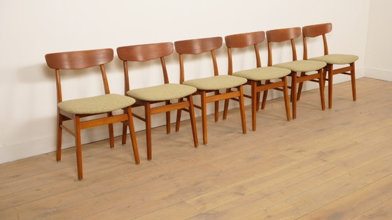 Image 1 of 6 x Dining Chair | Farstrup | Model 210 | Newly upholstered | Green