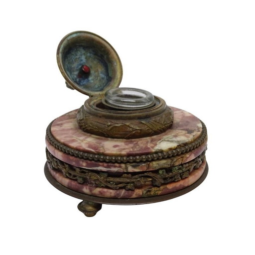 Napoleon III inkwell, marble and bronze, 19th century – France