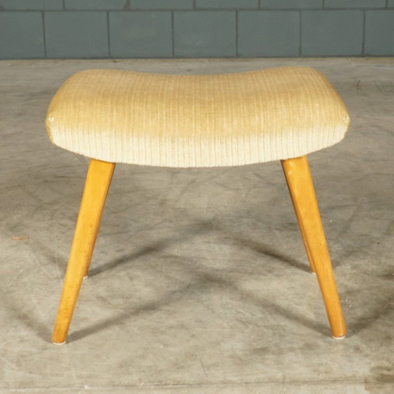 Fauteuil vintage avec repose-pieds - velours beige - années 1960 – Velvet (photo 14 of 15)