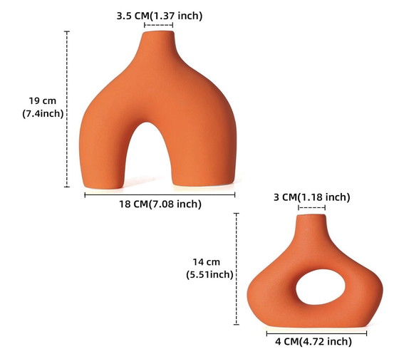 Image 1 of Lot Von 2 Keramikvasen Orange