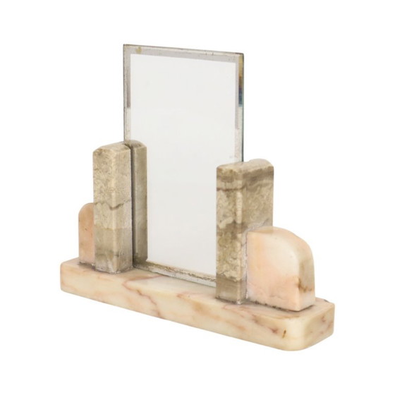 Pequeño marco de fotos Art Déco con cuadro de mármol y cristal con borde espejado. – Marcos de fotos, Marble (photo 3 of 14)