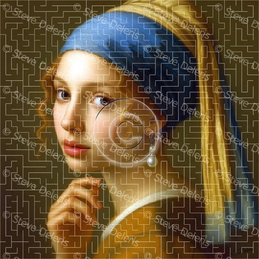 Framed Canvas Print "Girl with a Pearl Earring" by Johannes Vermeer / Wall Art (60 x 60 cm)