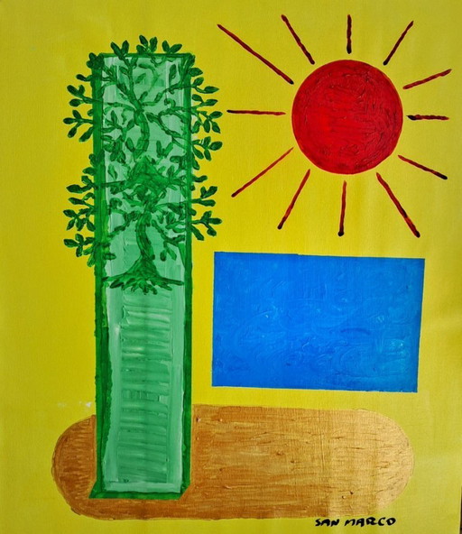 Enzo SAN MARCO - Tropical Golden Beach - Artist canvas 