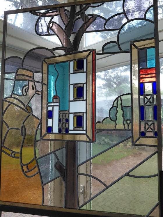 Image 1 of UNIQUE! Stained glass window by Joost Swarte