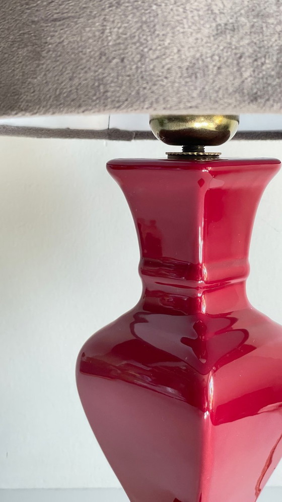 Image 1 of Vintage Ceramic and Velvet Lamp