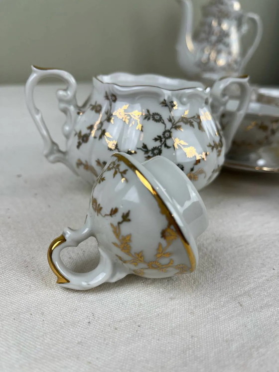 Servizio da caffè antico in porcellana fine dorata – per 6 persone – Vintage – Stoviglie, Porcelain, Gold (photo 10 of 16)