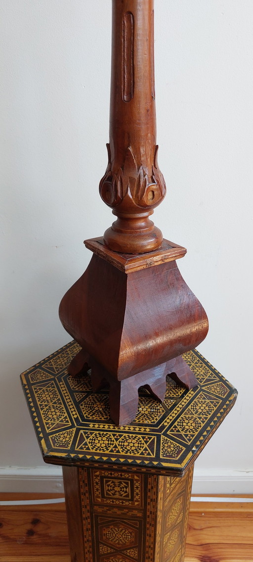 Large Candlestick - Wood - Hand Carved Asia - - 1950-1960