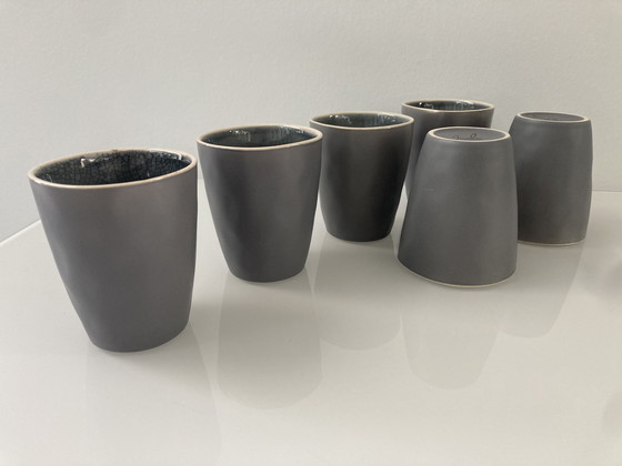 Image 1 of Set Of Six Blue Gray Espresso Cups