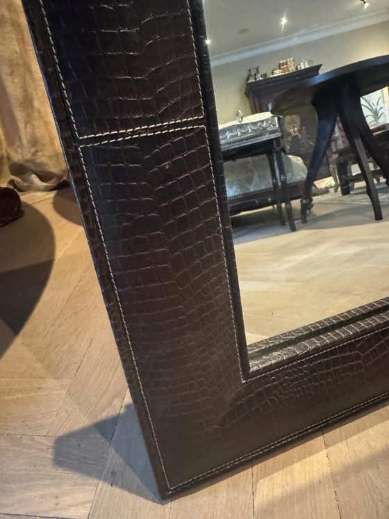 Image 1 of SET OF 2 MIRRORS WITH CROCO LEATHER FRAME