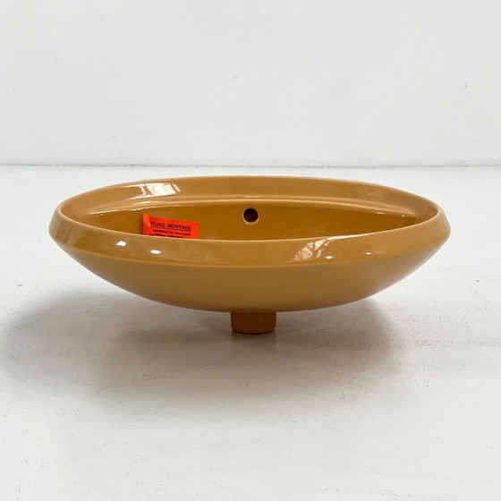 Image 1 of Lavabo rotondo vintage color senape di Keramag Keravit, anni '80.