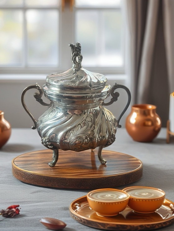 Image 1 of Antieke suikerpot in 800 zilver in neoklassieke stijl