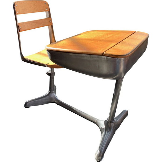 Image 1 of Vintage beech wood school table by Seating Co, USA 1940