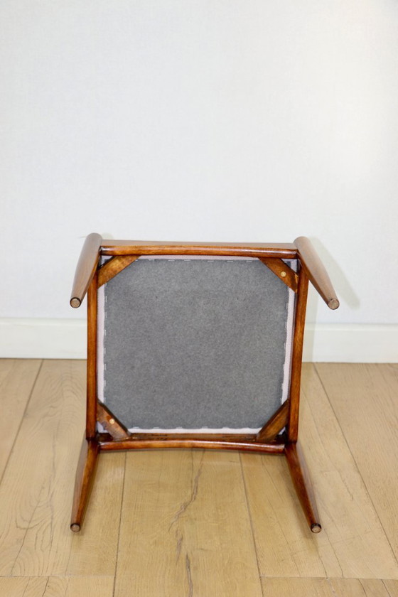 Image 1 of Edmund Homa stool beige-cream seat - structural fabric