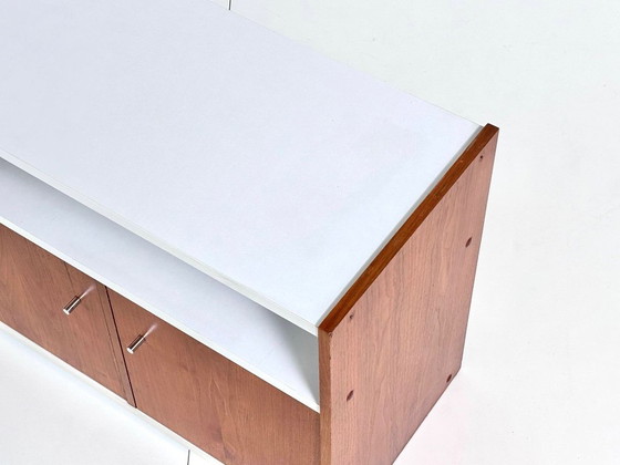 Mobile audio vintage con scomparto per vinili e ripiani, Armadi contenitori, Legno, Marrone (foto 8 di 12)