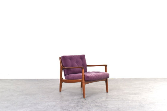 Mid-Century Lounge Chairs by Eugen Schmidt for Soloform, 1960s, Set of 2, Armchairs, Wood, Textile, Purple (photo 5 of 15)