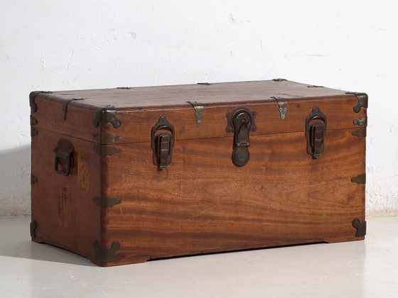 Antique Japanese camphorwood trunk - Meiji Period (c. ) #76 – Storage cabinet, Metal (photo 14 of 40)