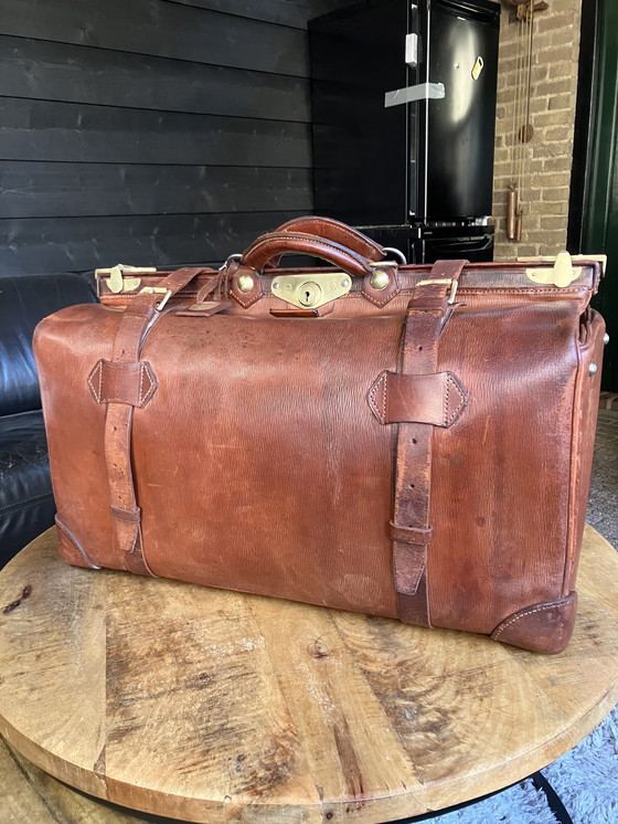 Image 1 of Unique Antique English Gladstone Bag ca. 1920