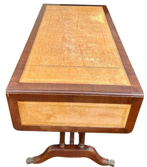 Image 1 of Scrivania bifacciale in mogano inglese con prolunghe