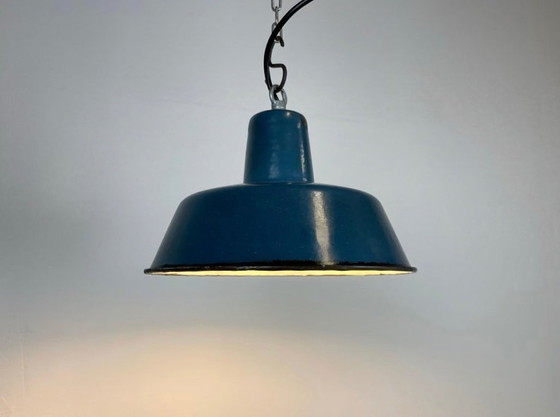 Image 1 of Industrial Blue Enamel Pendant Lamp, 1960s