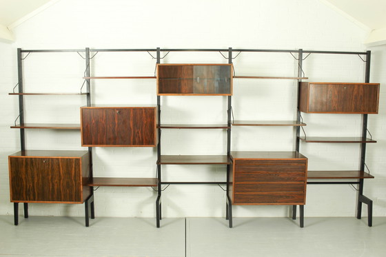 Image 1 of Xl Deense modulaire teakhouten wandkast in rozenhout van Poul Cadovius, 1960S