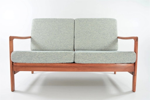 BZ sofa bed in blue and ivory boucle fabric