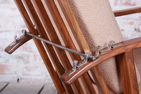 Restored Art Deco Reclining Armchair, Walnut, High Gloss, Czech. 1920s – Metal, Textile (photo 13 of 14)