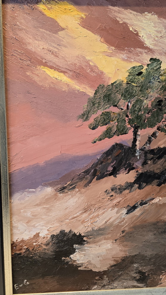 Pintura al óleo impresionista impasto original - Paisaje de árbol solitario (55x65 cm) – Pinturas y dibujos (photo 8 of 12)