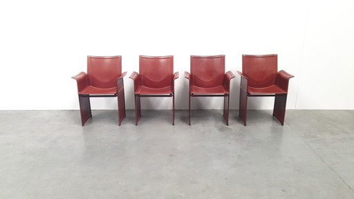 4x Matteo Grassi Korium cognac saddle leather saddle leather Tito Agnoli Italia anni '70