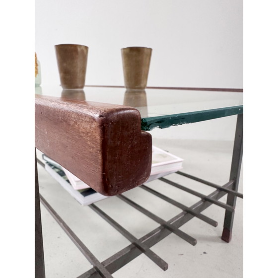 60’ Salontafel In Staal, Hout & Glas – Metal (photo 12 of 15)