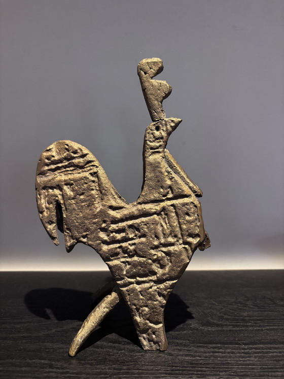Brutalistisch Bronzen Beeld Haan – Vintage Afrikaanse Kunst (1.5kg) Cire Perdue – Decoratieve objecten, Brass (photo 4 of 10)