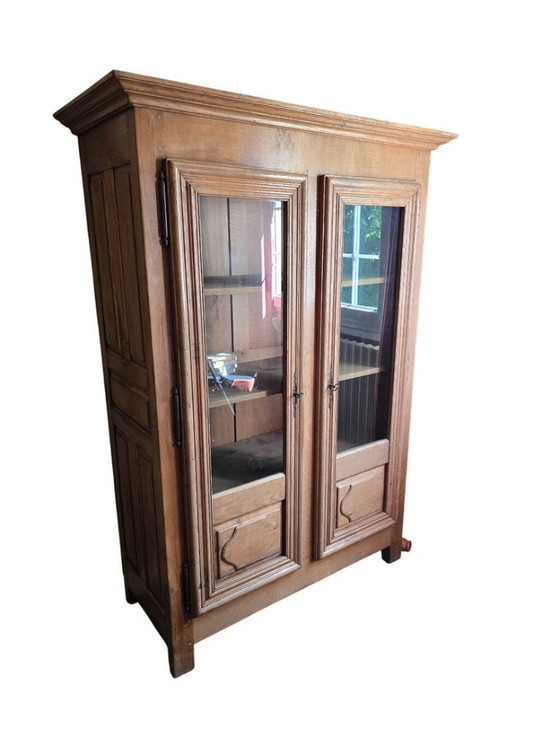 Libreria antica in legno massello di quercia con due ante in vetro. – Vetrine, Glass, Wood (photo 4 of 5)