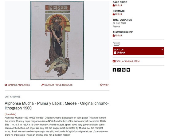 Image 1 of Póster cromolitografía original de Alphonse Mucha 'Medee'