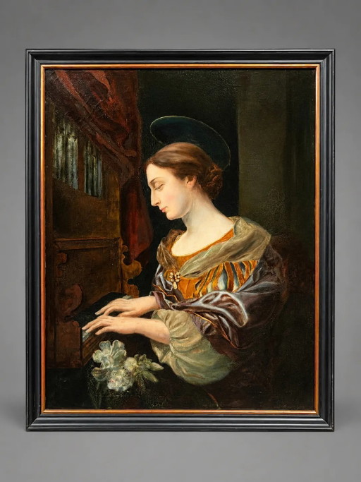 The painting "Young Girl Playing the Organ" – schilderijen tekeningen, Canvas (photo 2 of 6)