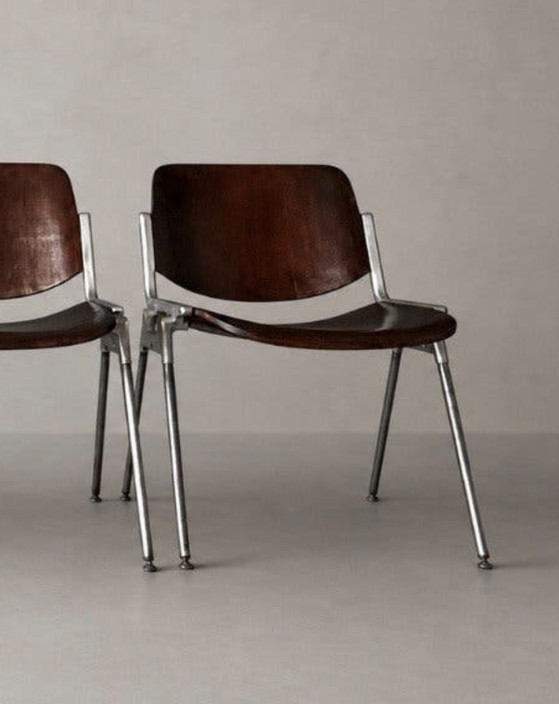 5 sedie Castelli vintage, in legno marrone, con una splendida patina. – Sedie da pranzo, Aluminium, Wood (photo 7 of 15)