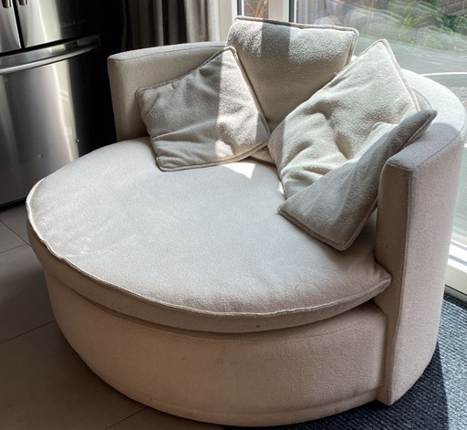 HomeStock ronde fauteuil bouclé off white 