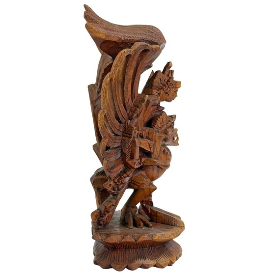 Vintage Balinese Houten Vishnu op Garuda Beeld – Indonesië – 24 cm – Beeldhouwkunst, Wood (photo 3 of 9)