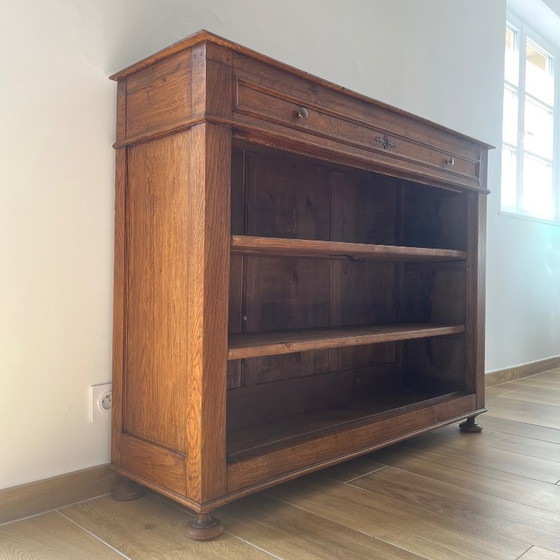 Image 1 of Offenes Sideboard/Vitrinenschrank aus Eiche im Landhausstil, 1930/50