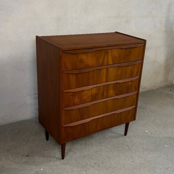 Cassettiera in legno Mid Century Modern, Cassettiere, Marrone (foto 3 di 8)
