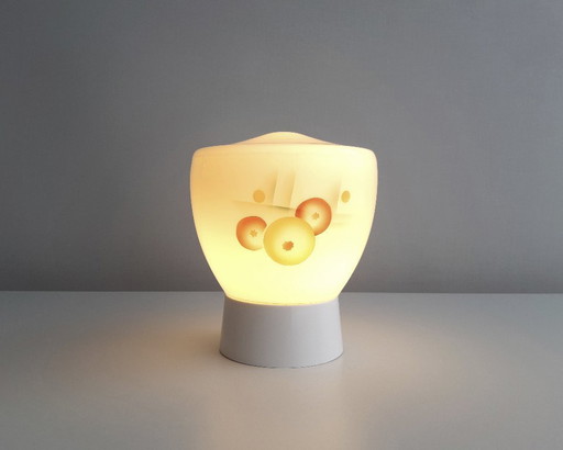 Bijzondere art deco plafondlamp met grafische print, mcm lamp glazen bol, medium variant