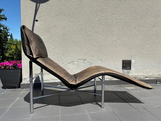 IKEA Skye Chaise Longue by Tord Björklund, Leather, 1980s, Metal, Brown (photo 2 of 6)