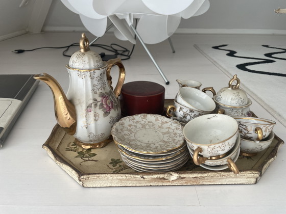 Image 1 of Vintage tea set with gold details and floral motif