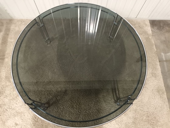 Space age coffee table with smoked glass, Metal, Silver (photo 8 of 9)