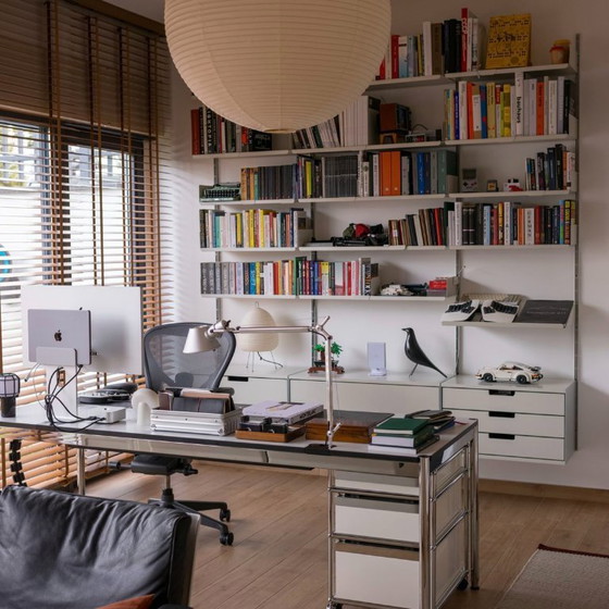 Table USM Haller Advanced + conteneur à roulettes – Prix fixe – Bureaux, Chrome (photo 18 of 18)