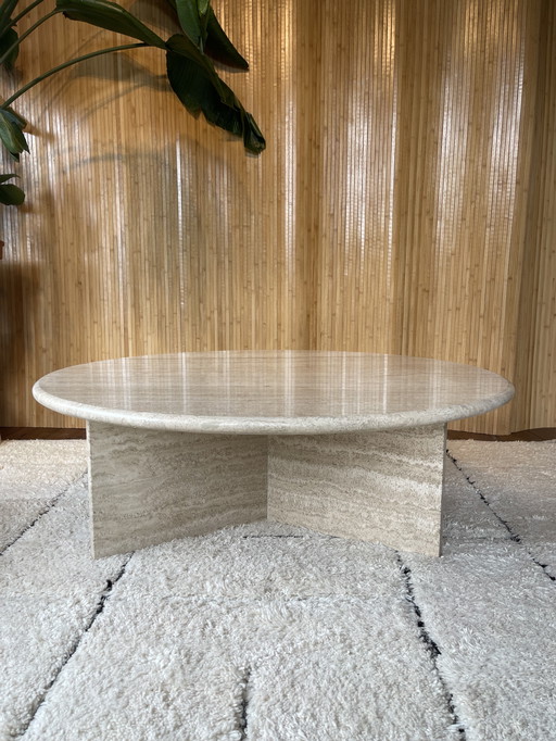 Vintage Xl Round Travertine Coffee Table